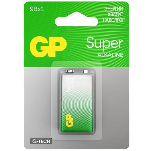 Элемент питания алкалиновый &amp;quot;крона&amp;quot; 6LR61 9В Super Alkaline G-Tech 1604AA21-5CRSBC1 10/200 (блист.1шт) GP 1219