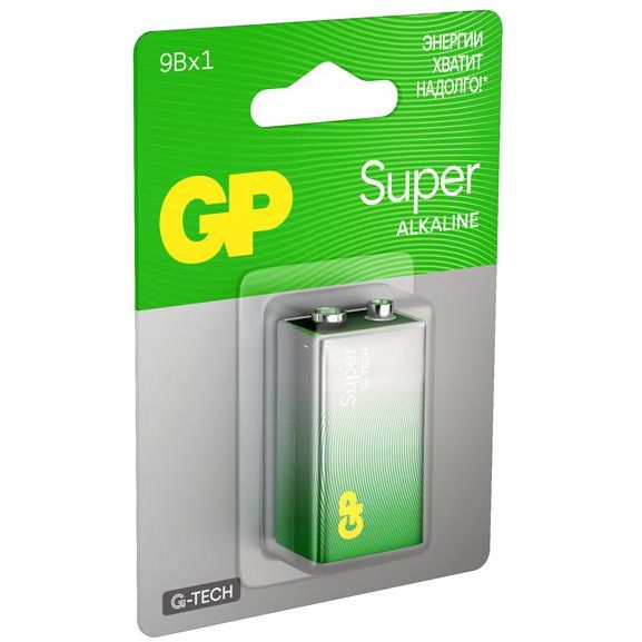 Элемент питания алкалиновый &amp;quot;крона&amp;quot; 6LR61 9В Super Alkaline G-Tech 1604AA21-5CRSBC1 10/200 (блист.1шт) GP 1219