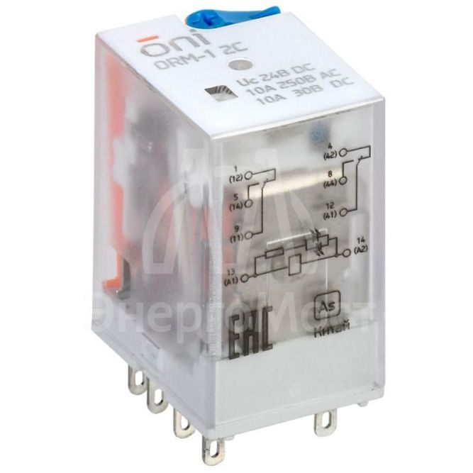 Реле интерфейсное ORM-1 2C 24В DC с LED и тест. кнопкой ONI ORM-1-2C-DC24V-L-B