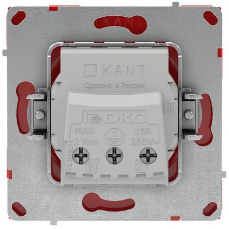 Розетка силовая KANT 2P+E защ. шторки красн. сатин DKC 7001003