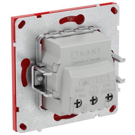Розетка силовая KANT 2P+E защ. шторки красн. сатин DKC 7001003