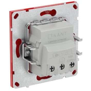 Розетка силовая KANT 2P+E защ. шторки красн. сатин DKC 7001003