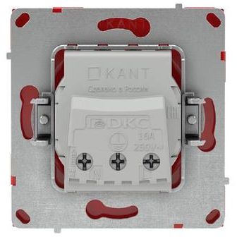 Розетка силовая KANT 2P+E защ. шторки красн. сатин DKC 7001003