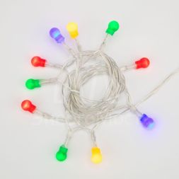 Гирлянда светодиодная &amp;quot;Шарики&amp;quot; 1.5м 10LED мультиколор провод прозр. 2хAA (батарейки не в комплекте) Neon-Night 303-092