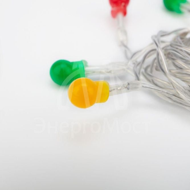 Гирлянда светодиодная &amp;quot;Шарики&amp;quot; 1.5м 10LED мультиколор провод прозр. 2хAA (батарейки не в комплекте) Neon-Night 303-092