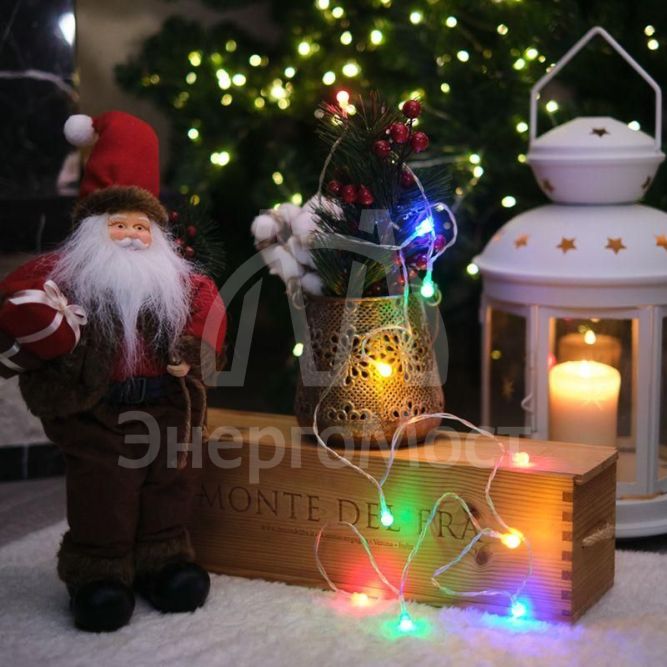 Гирлянда светодиодная &amp;quot;Шарики&amp;quot; 1.5м 10LED мультиколор провод прозр. 2хAA (батарейки не в комплекте) Neon-Night 303-092