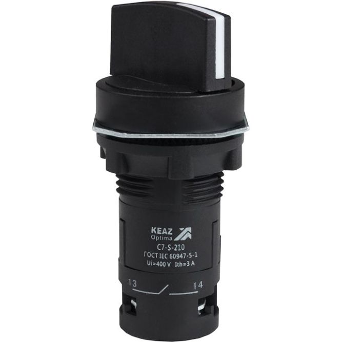 Переключатель 2 положения OptiSignal Compact D22 С7-S-210 черн. 1НО XB7ND21 КЭАЗ 362133