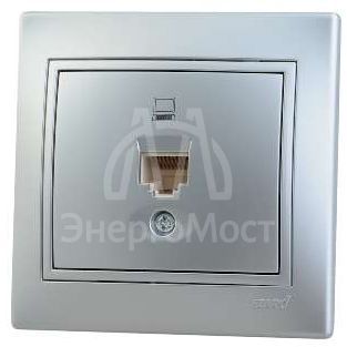 Розетка компьютерная 1-м СП Мира RJ45 метал. сер. LEZARD 701-1010-139