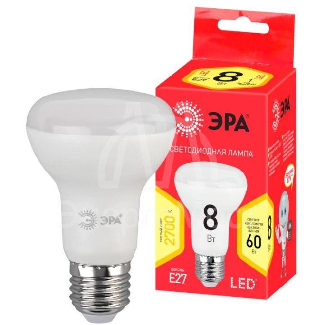 Лампа светодиодная RED LINE LED R63-8W-827-E27 R R63 8Вт рефлектор E27 тепл. бел. ЭРА Б0050701