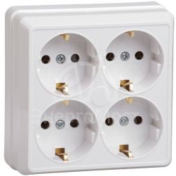 Розетка 4-м ОП Октава 16А РС24-3-ОБ с заземл. бел. IEK ERO41-K01-16-DC
