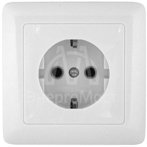 Розетка 1-м СП Прима 16А 250В защ. шторки с заземл. бел. (розн. упак) SchE RS16-004-BI