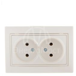 Розетка 2-м СП Мира 16А IP20 без заземл. керам. жемчуж. бел. перламутр LEZARD 701-3030-128