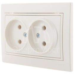 Розетка 2-м СП Мира 16А IP20 без заземл. керам. жемчуж. бел. перламутр LEZARD 701-3030-128