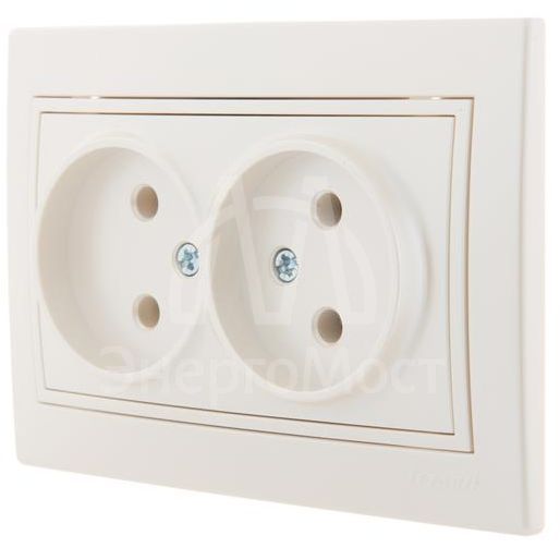 Розетка 2-м СП Мира 16А IP20 без заземл. керам. жемчуж. бел. перламутр LEZARD 701-3030-128