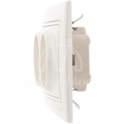 Розетка 2-м СП Мира 16А IP20 без заземл. керам. жемчуж. бел. перламутр LEZARD 701-3030-128