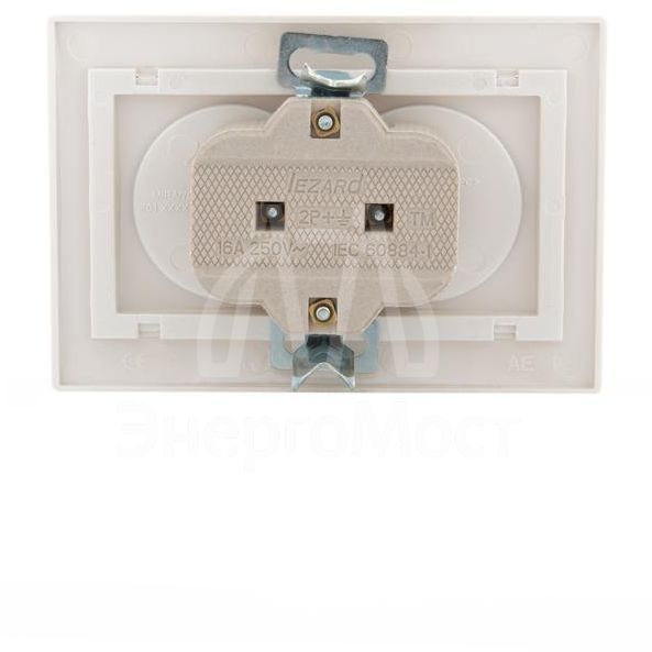 Розетка 2-м СП Мира 16А IP20 без заземл. керам. жемчуж. бел. перламутр LEZARD 701-3030-128