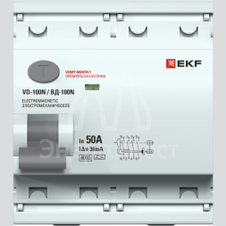 Выключатель дифференциального тока 4п 50А 30мА тип A 6кА ВД-100N электромех. PROxima EKF E1046MA5030