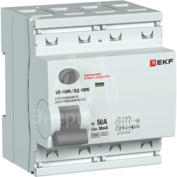 Выключатель дифференциального тока 4п 50А 30мА тип A 6кА ВД-100N электромех. PROxima EKF E1046MA5030