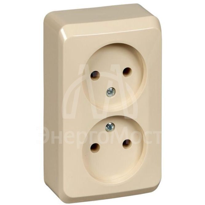 Розетка 2-м ОП Этюд 16А IP20 без заземл. крем. SchE PA16-005K