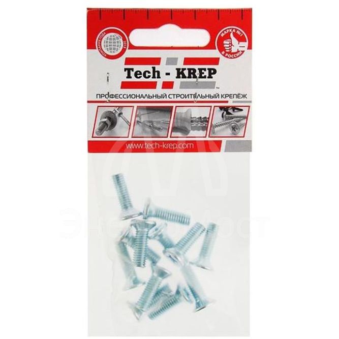 Винт DIN965 с потайной головкой М4х10 оцинк. (уп.10шт) Tech-KREP 102988