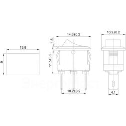 Выключатель клавишный 250В 3А (3с) ON-ON черн. Micro (RWB-102) Rexant 36-2030