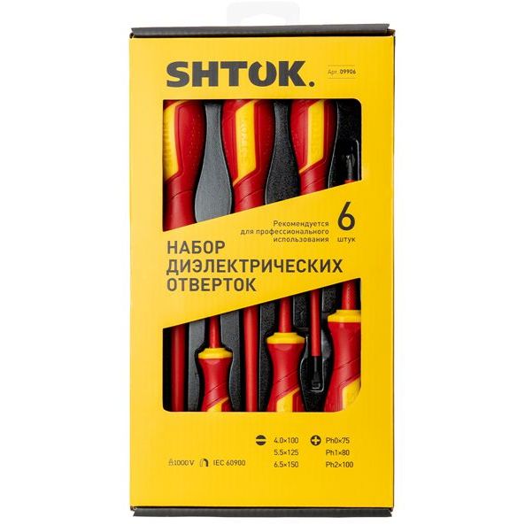Набор отверток 1000В картон (6 предметов) (09906) SHTOK 376361