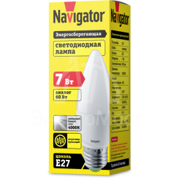 Лампа светодиодная 94 494 NLL-C37-7-230-4K-E27-FR 7Вт свеча 4000К бел. E27 560лм 176-264В Navigator 94494