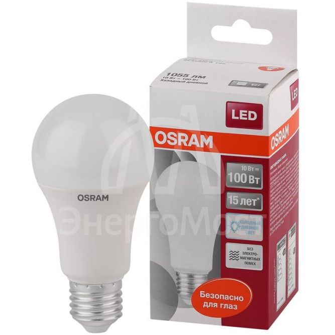 Лампа светодиодная LED STAR CLASSIC A 100 10W/865 10Вт грушевидная 6500К холод. бел. E27 1060лм 220-240В матов. пласт. OSRAM 4052899971585