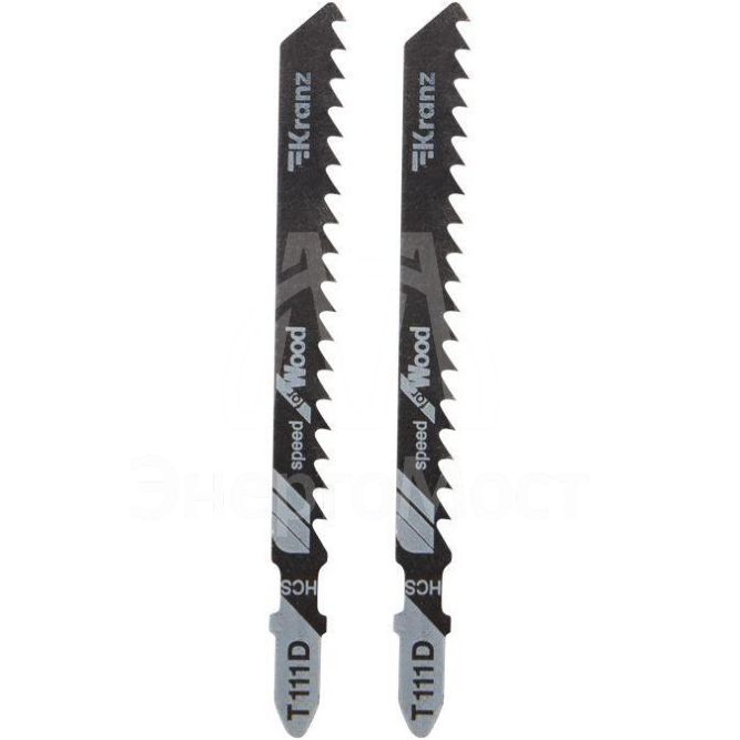 Пилка для электролобзика по дереву T111D 100мм 6 зубьев на дюйм 6-60мм (уп.2шт) Kranz KR-92-0319