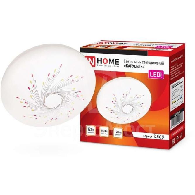 Светильник светодиодный DECO 12Вт 230В 6500К 780лм 190мм КАРУСЕЛЬ IN HOME 4690612022192