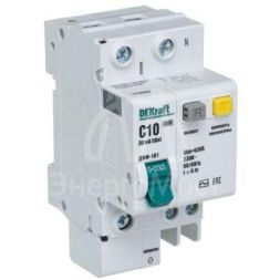 Выключатель автоматический дифференциального тока 2п (1P+N) C 10А 30мА тип AC ДИФ-101 со встроен. защит. от сверхтоков DEKraft 15156DEK