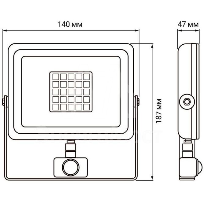 Прожектор светодиодный PFL-SC-SMD-30Вт sensor 30Вт IP54 6500К мат. стекло JazzWay 5001411