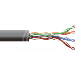 Кабель витая пара U/UTP кат.5E 4 пары 24 AWG solid внешн. LDPE черн. TERACOM PRO EKF TRP-5EUTP-04PE-BK-OUT3