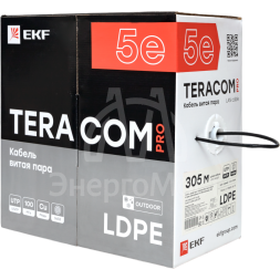 Кабель витая пара U/UTP кат.5E 4 пары 24 AWG solid внешн. LDPE черн. TERACOM PRO EKF TRP-5EUTP-04PE-BK-OUT3