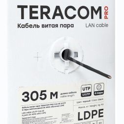 Кабель витая пара U/UTP кат.5E 4 пары 24 AWG solid внешн. LDPE черн. TERACOM PRO EKF TRP-5EUTP-04PE-BK-OUT3