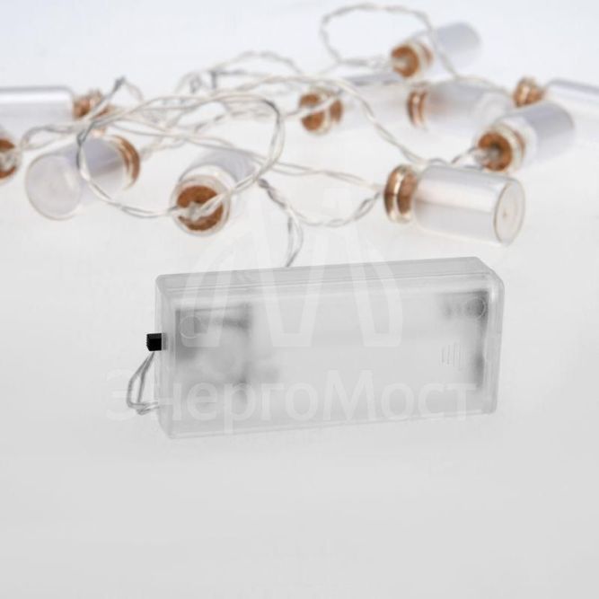 Гирлянда светодиодная &amp;quot;Баночки&amp;quot; 1.5м 10LED тепл. бел. провод прозр. 2хAA (батарейки не в комплекте) Neon-Night 303-096