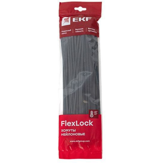 Хомут P6.6 7.6х300 FlexLock стандартный черн. (уп.100шт) PROxima EKF plc-fl-ctsb-7.6x300