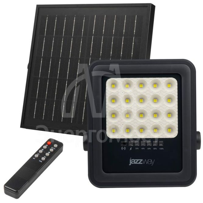Прожектор светодиодный PFL SOLAR 02 50 6500К GR IP65 ДО с солнечн. панелью и пультом Pro+ JazzWay 5058460