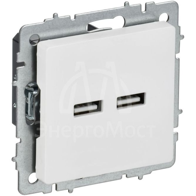 Розетка BRITE РЮ10-1-БрАБ USB A+A 3.1А механизм арктич. бел. IEK BR-U21-D31-K91