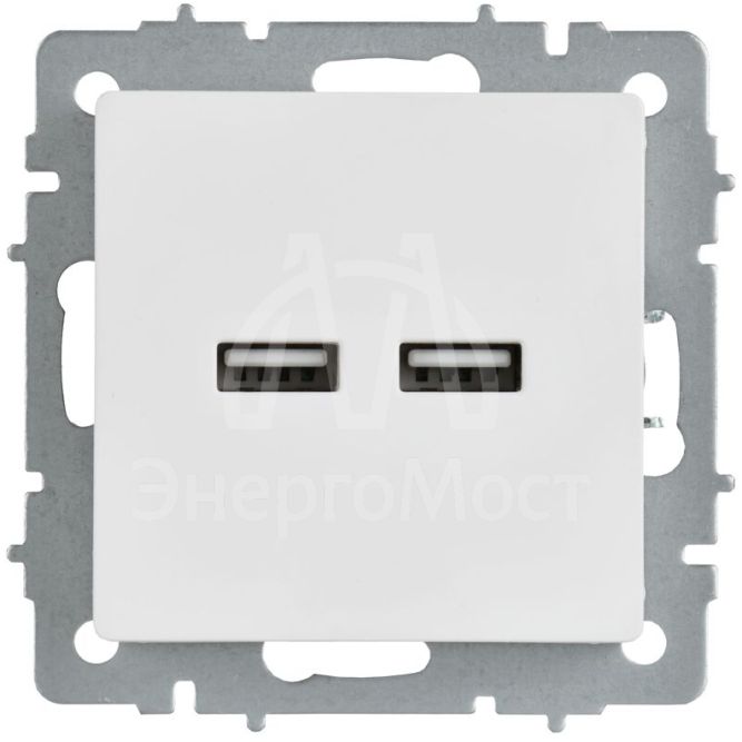 Розетка BRITE РЮ10-1-БрАБ USB A+A 3.1А механизм арктич. бел. IEK BR-U21-D31-K91