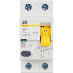 Выключатель дифференциального тока (УЗО) 2п 50А 30мА тип AC ВД1-63 IEK MDV10-2-050-030
