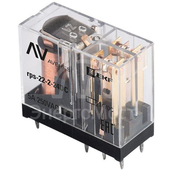 Реле промежуточное РП slim 22/2 5А 24В DC AVERES EKF rps-22-2-24DC