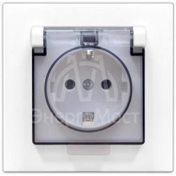 Розетка 1-м СП Афина 16А IP20 с заземл. с прозрачной крышкой в сборе бел. Universal A0030