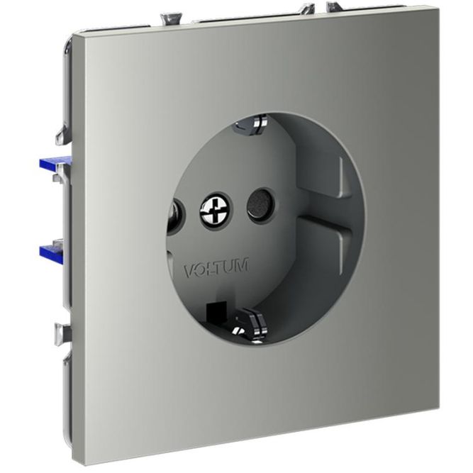 Розетка 1-м СП S70 16А с заземл. защ. шторки механизм сталь Voltum VLS040205