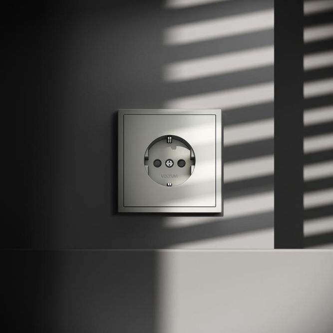 Розетка 1-м СП S70 16А с заземл. защ. шторки механизм сталь Voltum VLS040205