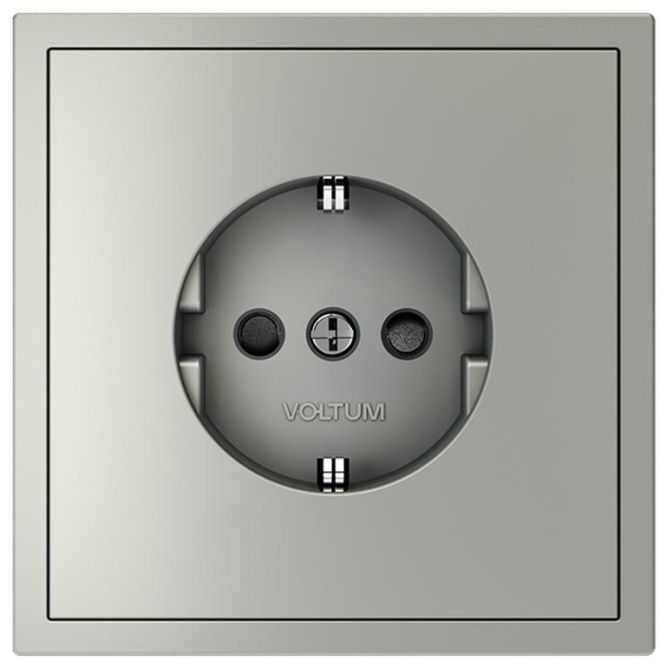 Розетка 1-м СП S70 16А с заземл. защ. шторки механизм сталь Voltum VLS040205