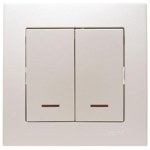 Выключатель 2-кл. СП Vesna с индикацией механизм жемчуж./бел. перламутр. LEZARD 742-3088-112