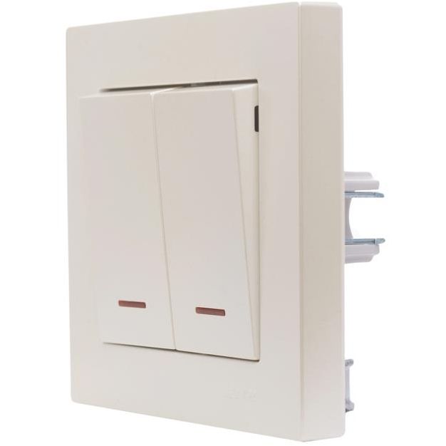 Выключатель 2-кл. СП Vesna с индикацией механизм жемчуж./бел. перламутр. LEZARD 742-3088-112