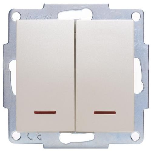 Выключатель 2-кл. СП Vesna с индикацией механизм жемчуж./бел. перламутр. LEZARD 742-3088-112