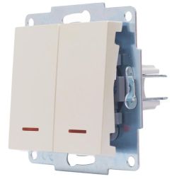 Выключатель 2-кл. СП Vesna с индикацией механизм жемчуж./бел. перламутр. LEZARD 742-3088-112